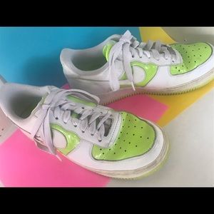 neon green/yellow and white nike air size 8